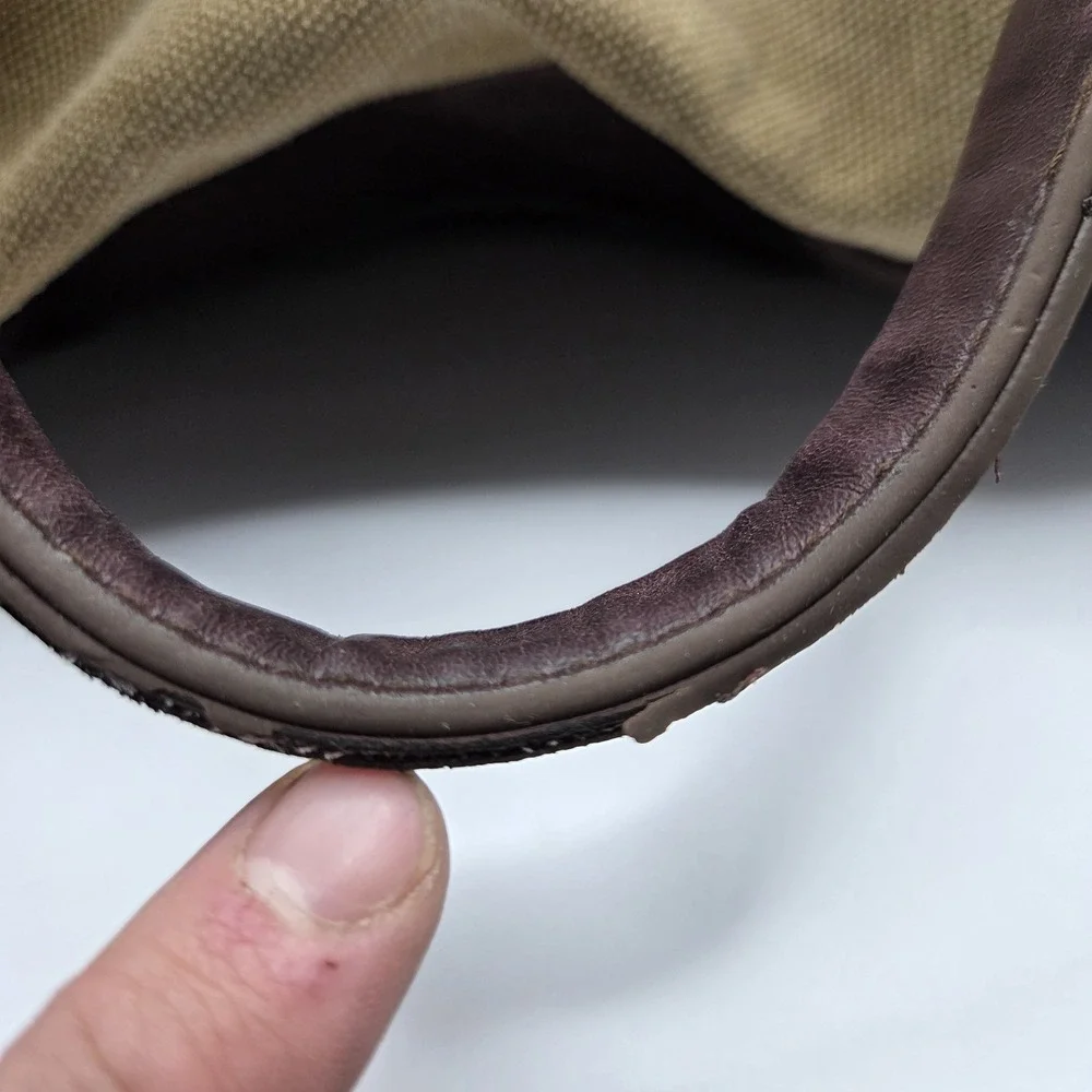 Merona Canvas‎ Duffel Bag Brown Tan Faux Leather Weekender Travel Gym